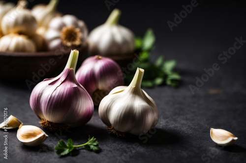 garlic on table background
