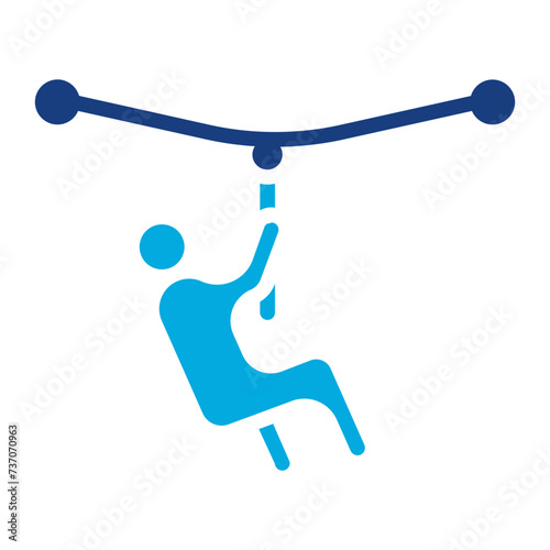 Zip Lining icon vector image. Can be used for Adventure.
