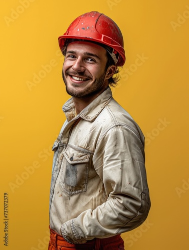 Engineer worker male with smile face in professional background © hakule