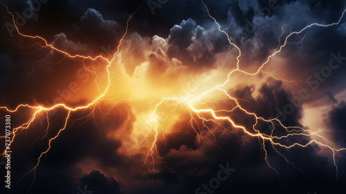 Lightning storm in the sky