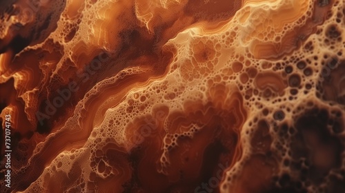 A dynamic abstract fluid background in burnt orange and deep brown, reminiscent of a desert landscape at sunset.