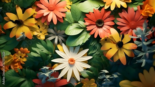 3d rendering of colorful flower background. Colorful flower background.