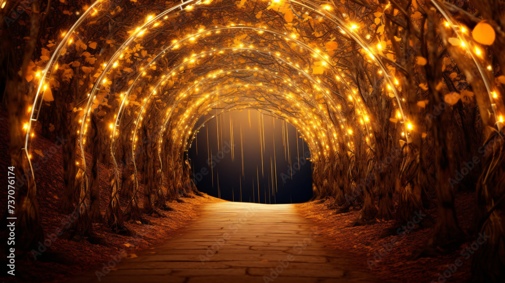 Luminous arch tunnel - obrazy, fototapety, plakaty 