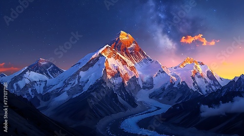 sunset in the mountains, Mount Everest