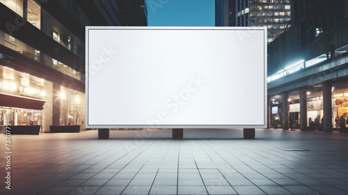 Large blank white advertising billboard inside air.