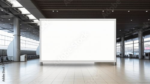 Large blank white advertising billboard inside air.