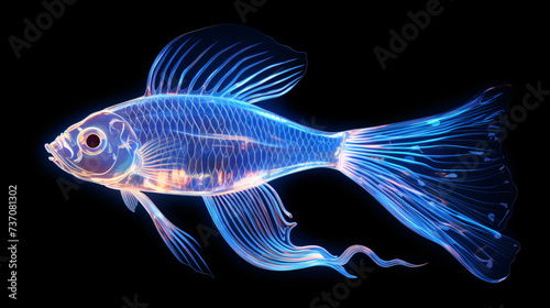 Luminous fish, transparent animal, deep-sea creature. © Natia