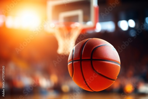 A basketball ball into a basketball basket