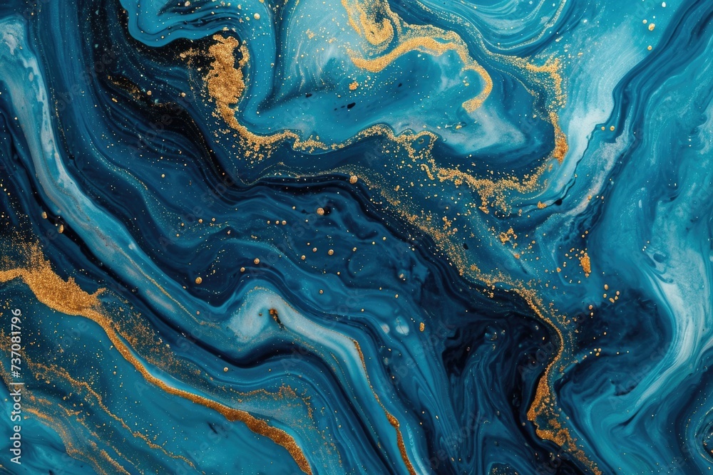 Ocean inspired luxury art with blue and gold. Ocean inspired luxury art with blue and gold.