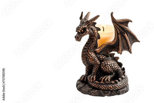 Dragon Pillar Candle Holder on Transparent Background