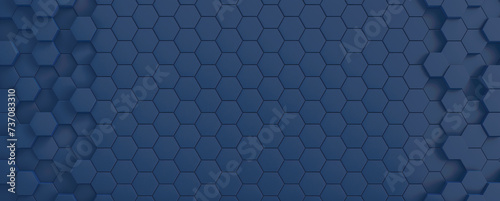 A blue wall made of hexagons is shown in this image