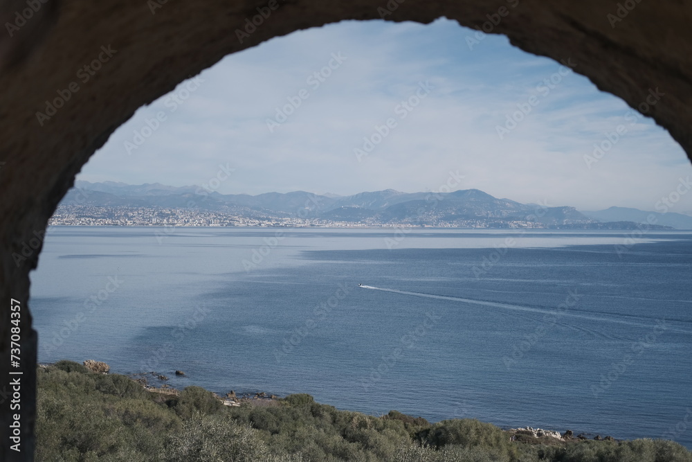 Mur pierre panorama Antibes Côte d'Azur sud de la France