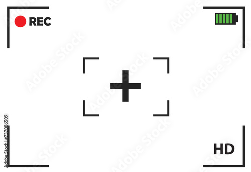 Camera viewfinder rec background vector. Video screen on white background. View finder background. EPS 10