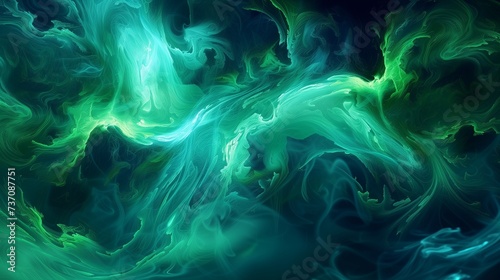 A swirling blend of electric blue and neon green in a fluid, abstract pattern, giving the impression of a dynamic, flowing river.