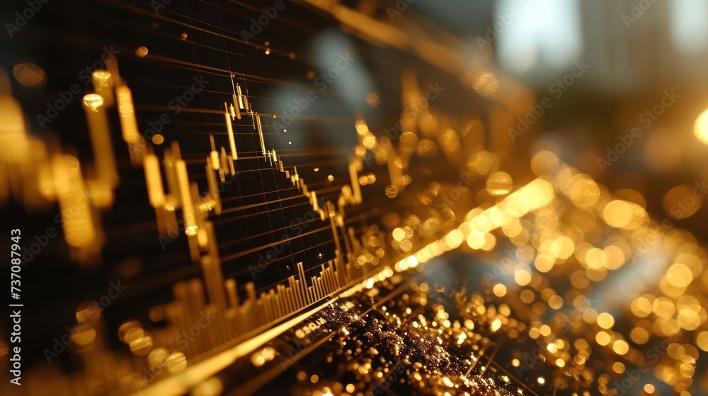 symbolism of a golden financial chart rising steadily, portraying the ...