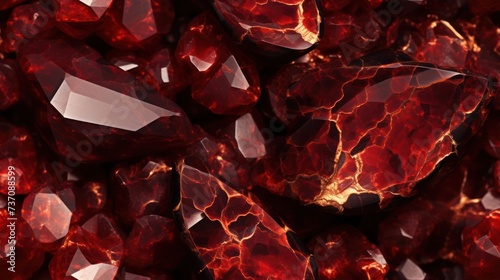 the beauty of a Red Jasper crystal texture seamless background, highlighting rich red tones and stunning crystal arrangements photo
