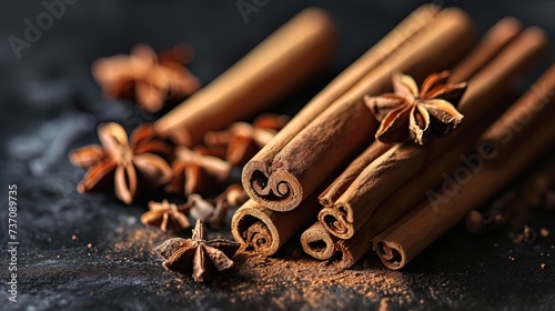 Appetizing Cinnamon, Close-up of aromatic and flavorful cinnamon sticks