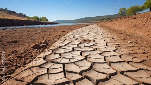 Reservoirs or dams that experience severe drought until the ground cracks