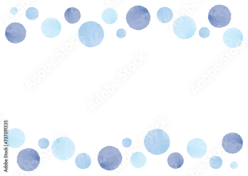 水彩　青　水色　水玉　フレーム  上下
