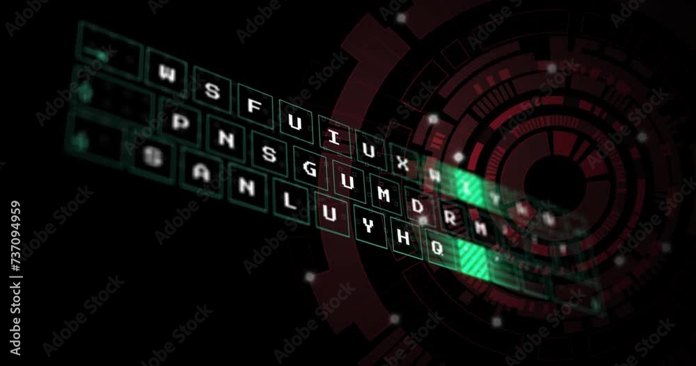 Animation of data processing over black background