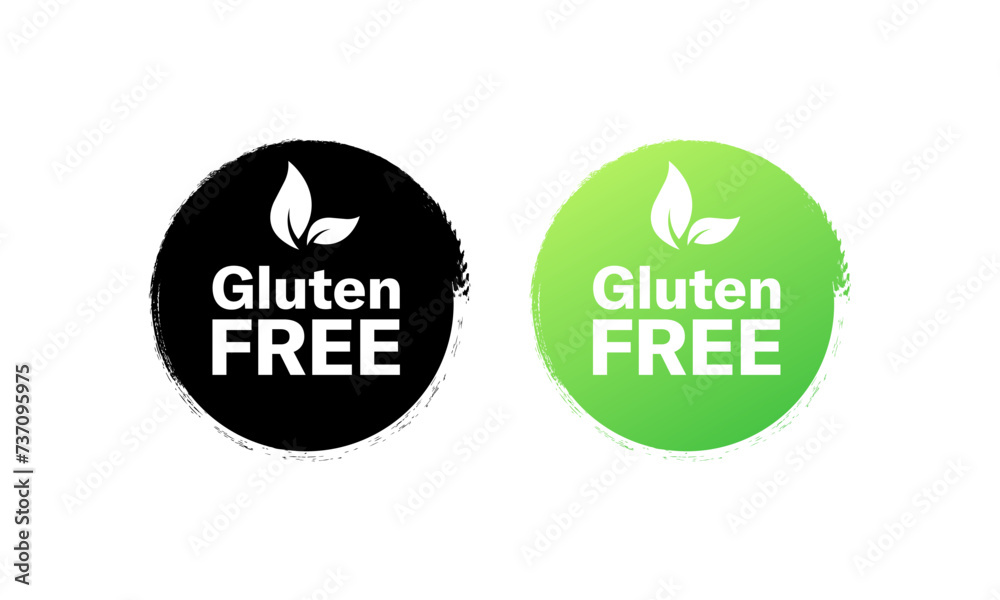 Gluten free stamps. Silhouette and flat style. Vector icons