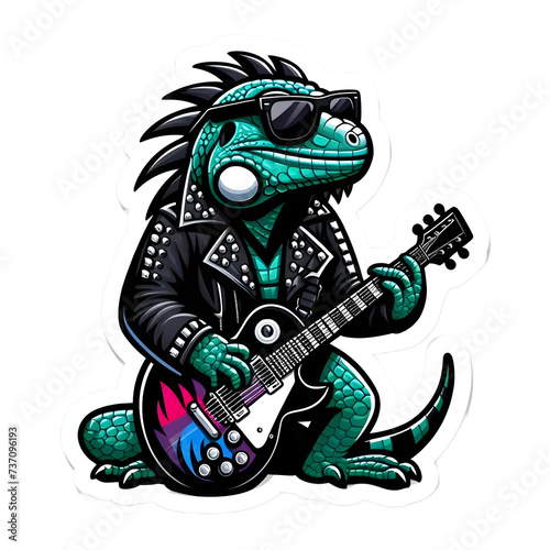 3D Iguana Rocker with Guitar