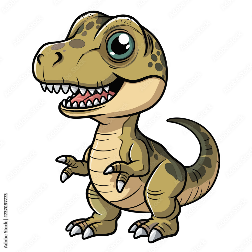 Cartoon Cute tyrannosaurus cartoon, white background Cartoon Cute tyrannosaurus cartoon, white background