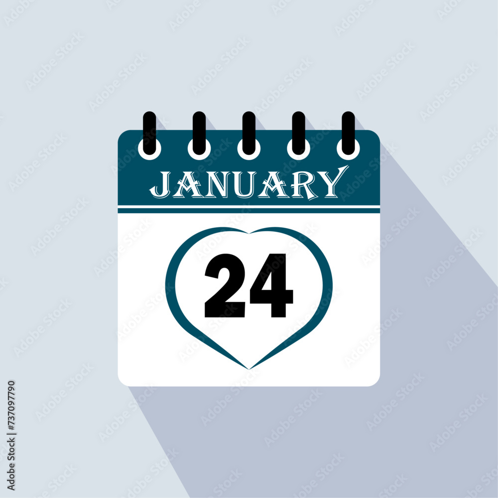 Icon calendar day - 24 January. 24 days of the month, vector illustration. Icon calendar day - 24 January. 24 days of the month, vector illustration.