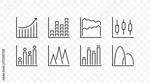 Graph icon set. Set of price charts. Linear style. Vector icons