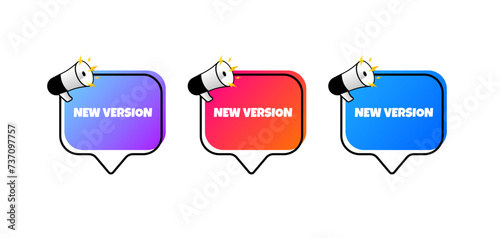 New version sign icons. Flat style. Vector icons
