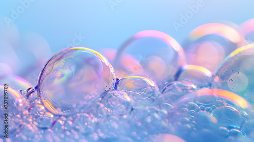 Shimmering Soap Bubbles Close-up