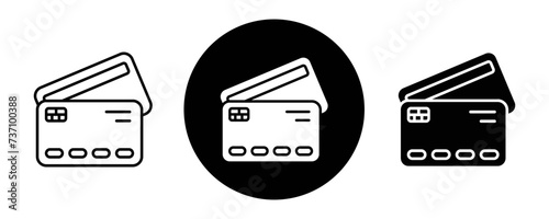 ATM card outline icon collection or set. ATM card Thin vector line art