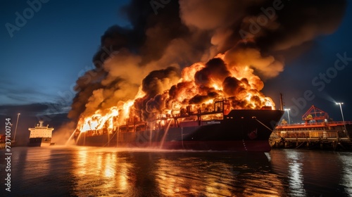 Cargo boat fire