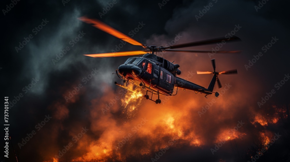 A helicopter fire A helicopter fire