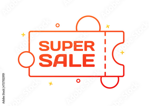 Super sale ticket icon. Super sale banner. Flat style. Vector icon