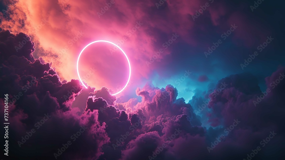3D Render Colorful Neon Ring Glowing Inside 3D Render Colorful Neon Ring Glowing Inside