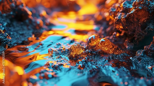 Abstract 3D Orange and Blue Fractal Background