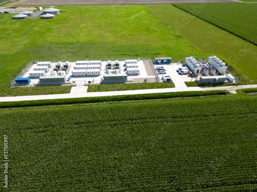 Batteries for energy storage supplying and stabilizing a larger amount of renewable energy to the electric grid, Flevopolder, The Netherlands