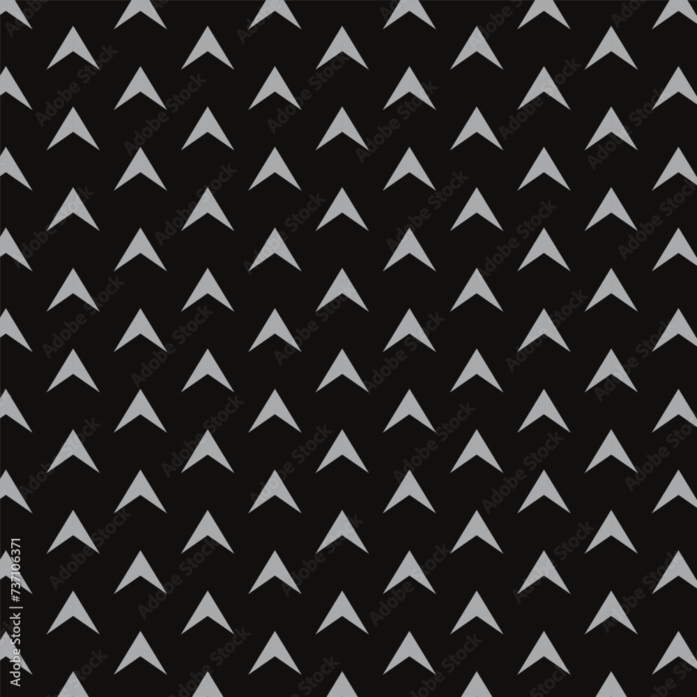 abstract seamless repeatable grey up arrow pattern on black.