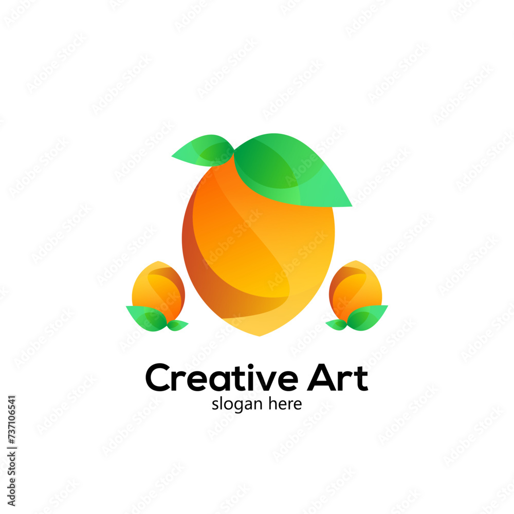 Fruit logo design icon gradient colorful