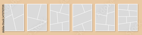 Mood board set. Mosaic photo collage grid collection. 