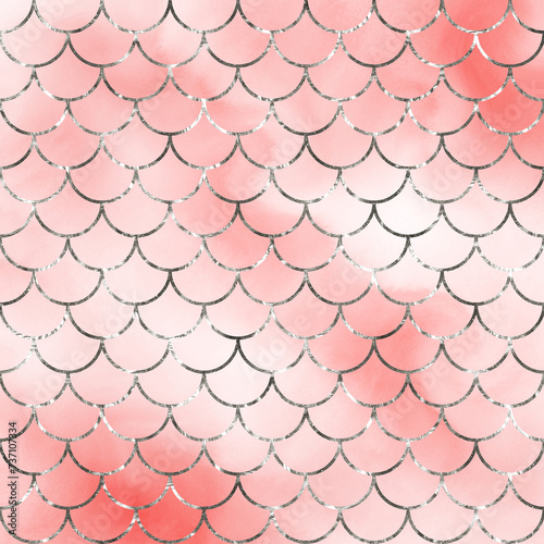 Mermaid Watercolor Digital Paper 