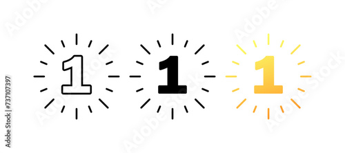 1 second icons set. End of timer icon. Linear, silhouette and flat style. Vector icons
