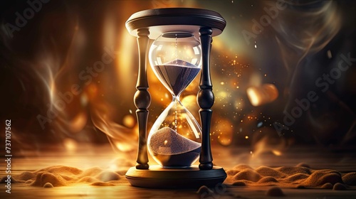 hourglass with abstract bokeh light background 