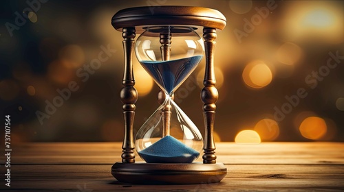 hourglass with abstract bokeh light background 