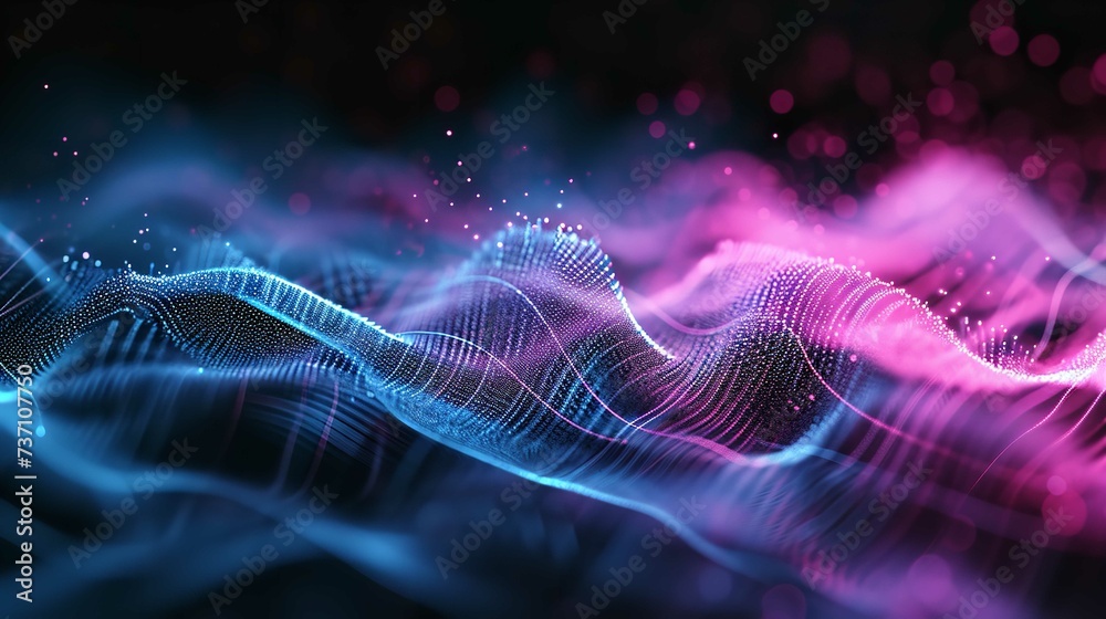 Abstract Dot Particles Wavy Flowing Curve Patt