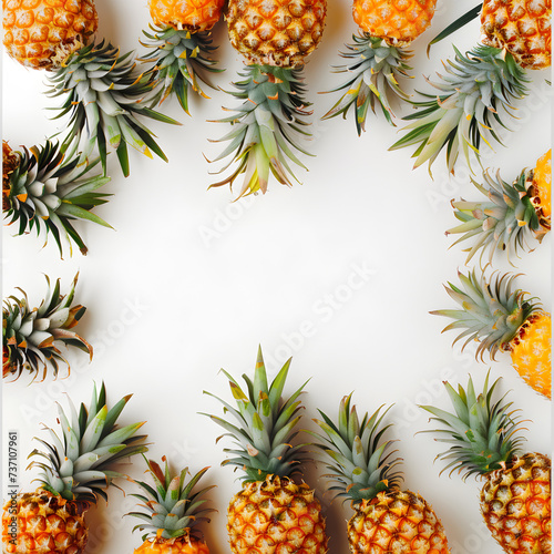 White background with Pineapples around the border