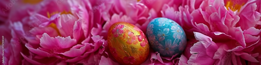 Easter eggs with peonies. Easter eggs with peonies.