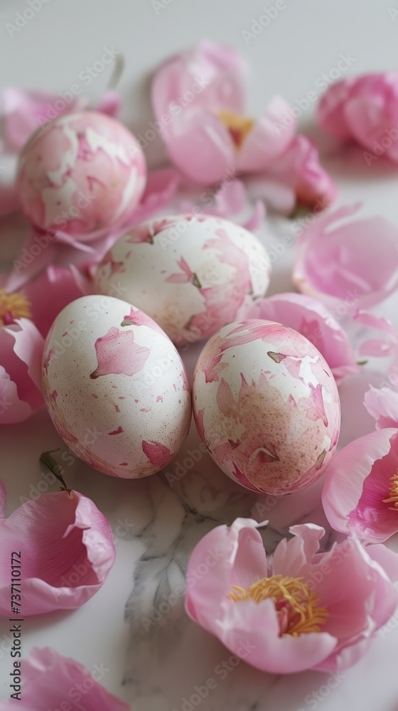 Easter eggs with peonies.