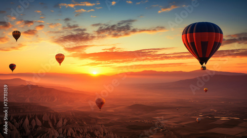 Silhouette hot air balloons © Black